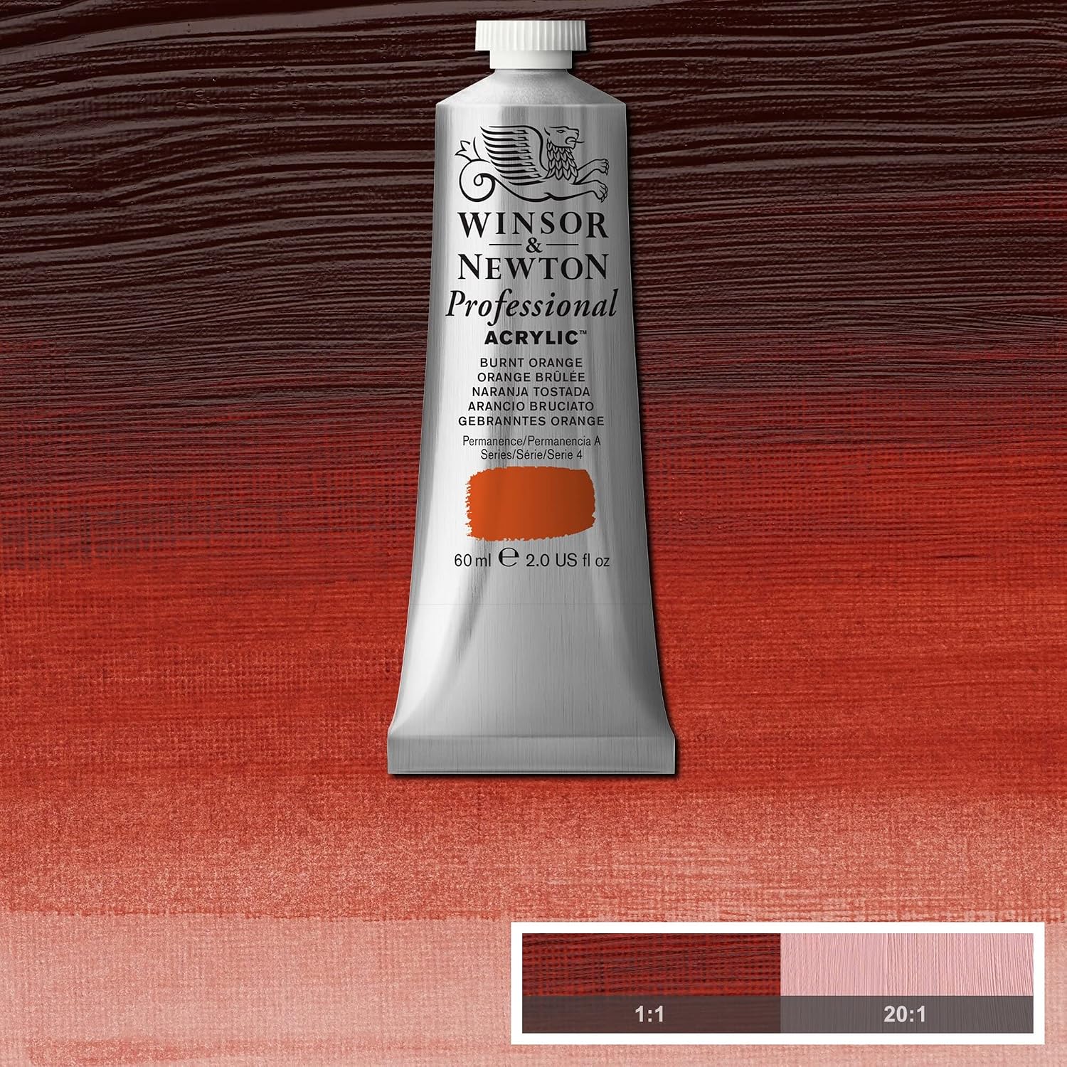 Winsor & Newton Professional Acrylic Paint, 60ml (2-oz) Tube, Quinacridone Burnt Orange