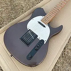 Guitarra elétrica, estilo Telecaster, acabamento cinzento mate, gola de bordo, perfurador branco