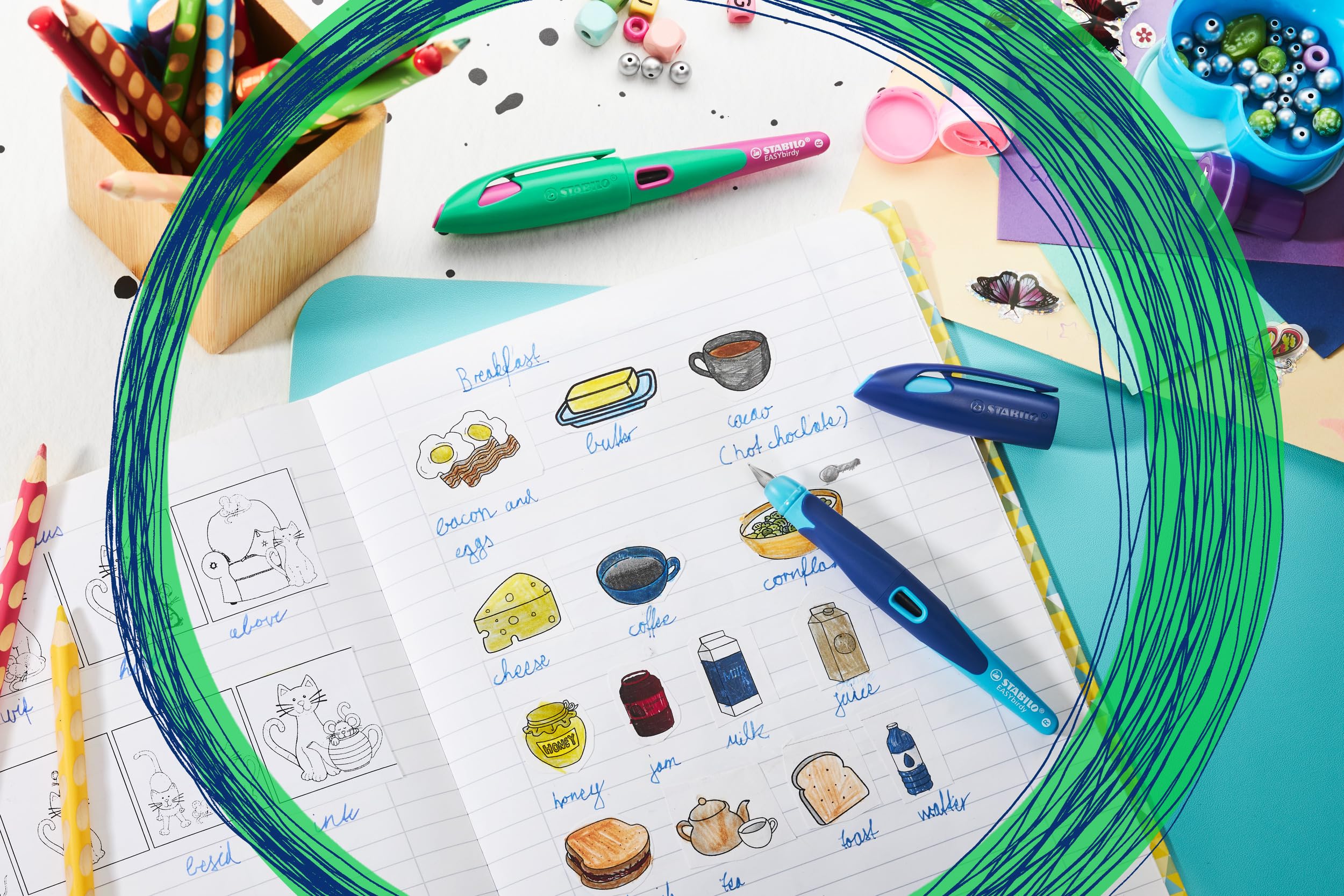STABILO EASYbuddy - Penna Stilografica Ergonomica per bambini - in Rosa Antico - Punta Standard - Cartuccia Blu inclusa