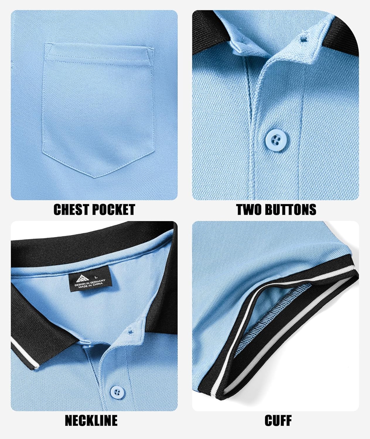 ZITY 6 Pack Men Polo Shirts Short Sleeve with Pocket Wicking Shirts for Men Casual Collared T-Shirts 8.3 Per Piece - Image 4