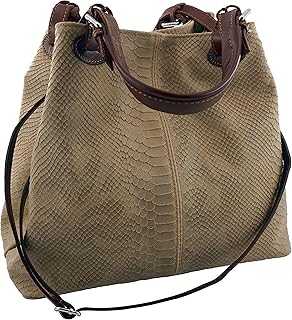 Borsa in pelle Savona (marrone) Made in Italy, vera pelle della tradizione italiana, borsa a tracolla in pelle pregiata effetto coccodrillo, design elegante.
