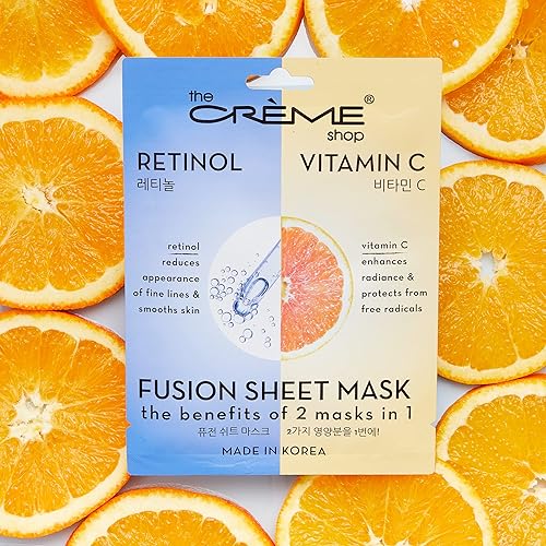 Miniatura 3 de The Crème Shop Máscara de fusión de retinol y vitamina C, mascarilla coreana, máscara facial antienvejecimiento ilumina y rellena la piel, máscara