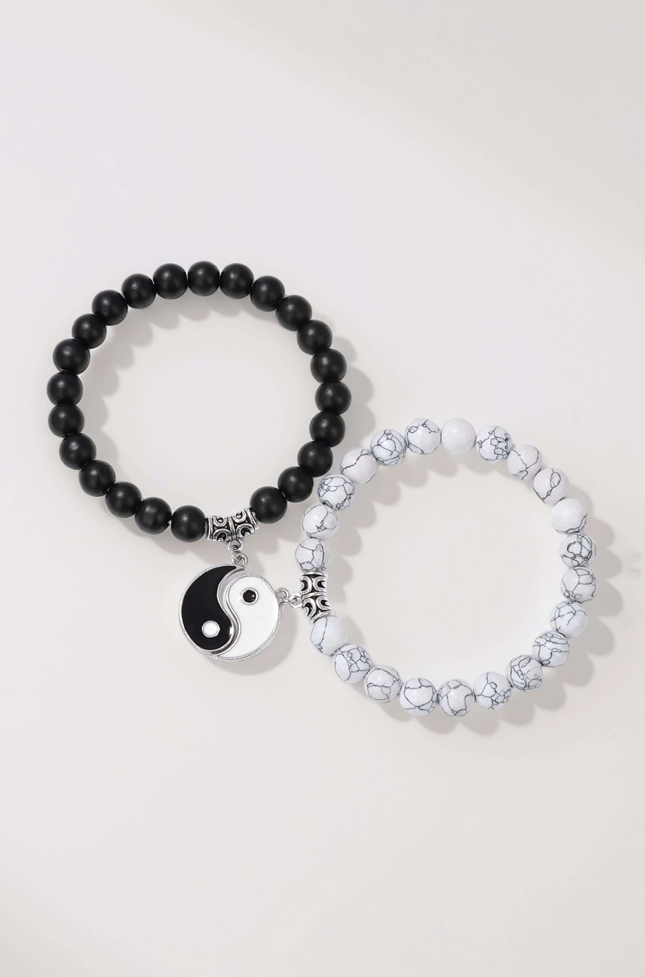 Couple Bracelets Black & White Onyx Stretchable Wrist Band Bracelet For Women Men Boys Girls Love Gifts Friendship Promise Bracelets
