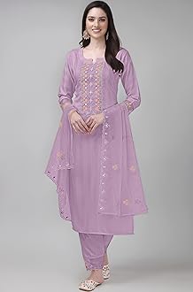 TRENDMALLS Women's Cotton Blend Embroidery Salwar Suit Set Kurta Pant with Dupatta Kurta Set for Women