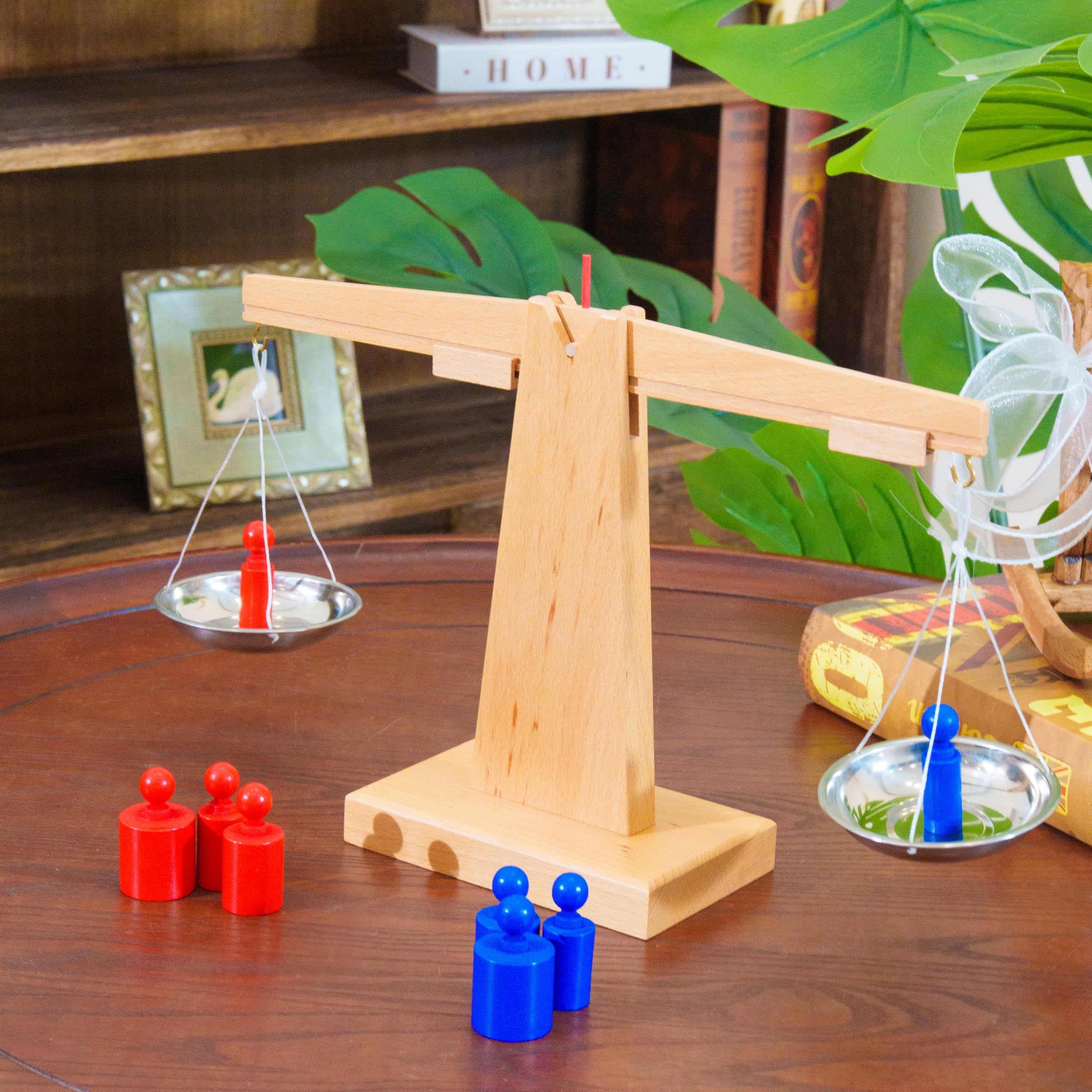 Premium Montessori Balance – Massives Buchenholz-Basis, Holz-Waage Spielzeug für Kinder 3+, Lehre Messung & Gewicht, 39 cm STEM Mathe-Manipulativ, Homeschool & Klassenzimmer