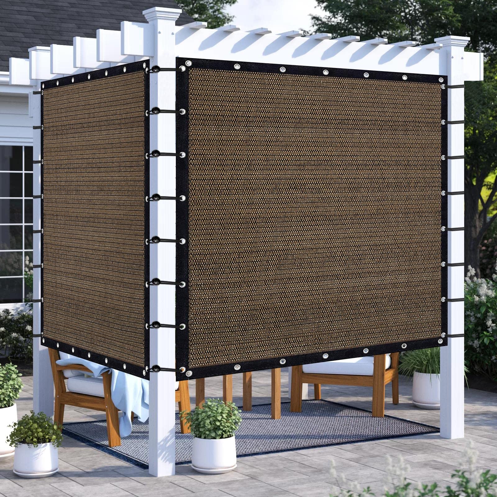 KANAGAWA Pergola Shade Cloth 10'X24' Customized Outdoor Sun Shade Cover Canopy with Grommets KWGN14 90% UV Block Privacy Screen for Patio, Backyards, and Outdoor (Customized Available), Mocha
