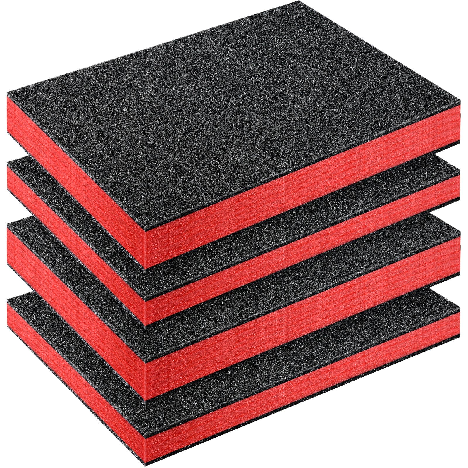 Outus 4 Pcs Cuttable Polyurethane Foam Pads Craft Foam Insert for Cases Packing Padding Camera Toolbox Storage(16 x 12 x 1.5 Inch, 16 x 12 x 2 Inch,