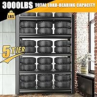 Vista 4 de Estantería de garaje ajustable de 5 niveles, estante de almacenamiento de acero de 3000 libras, impermeable y resistente al óxido, fácil montaje