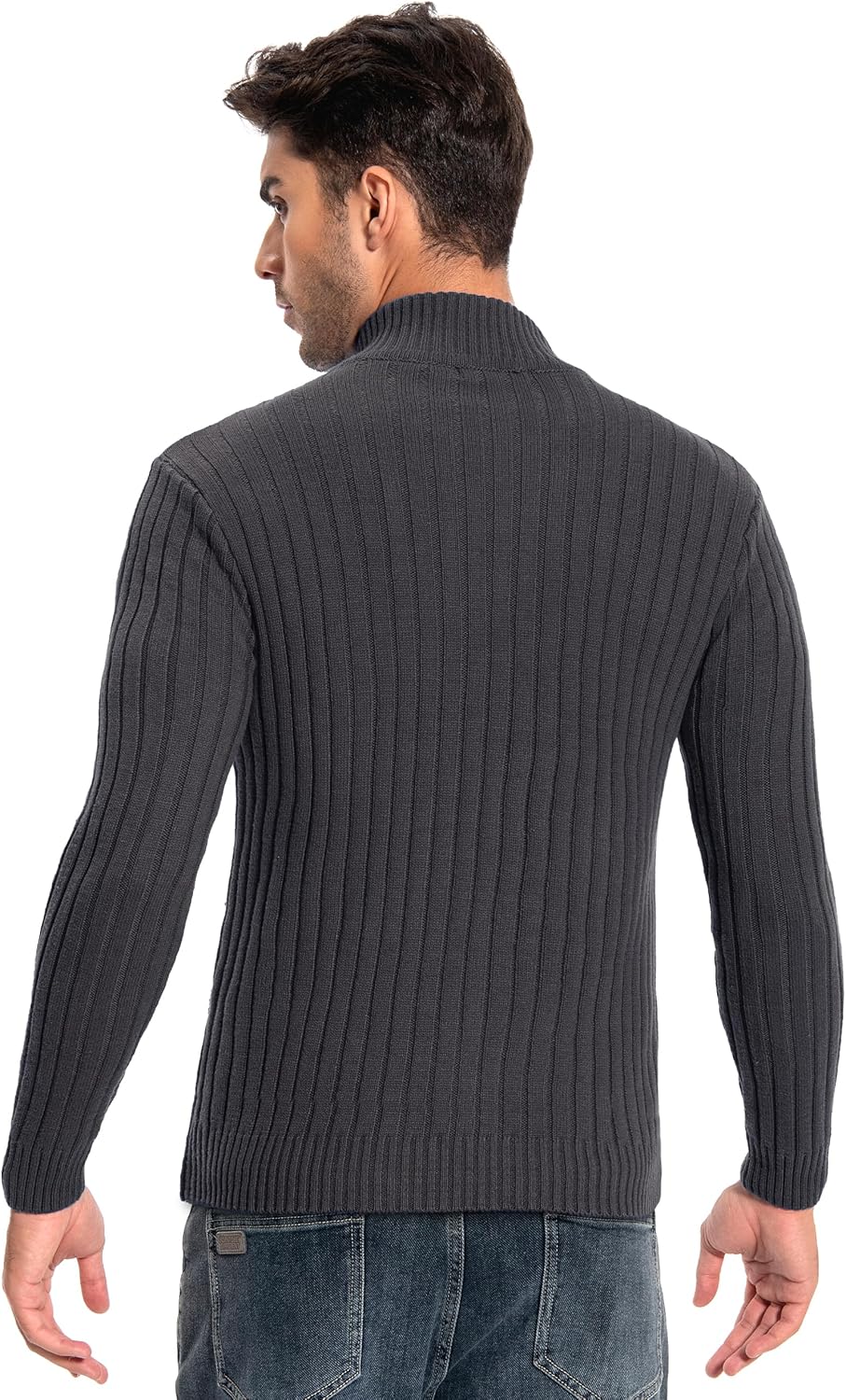 Pioneer Camp Men's Cardigan Sweaters Full Zip Up Stand Collar Slim Fit Casual Knitted Sweater with 2 Front Pockets - Image 2