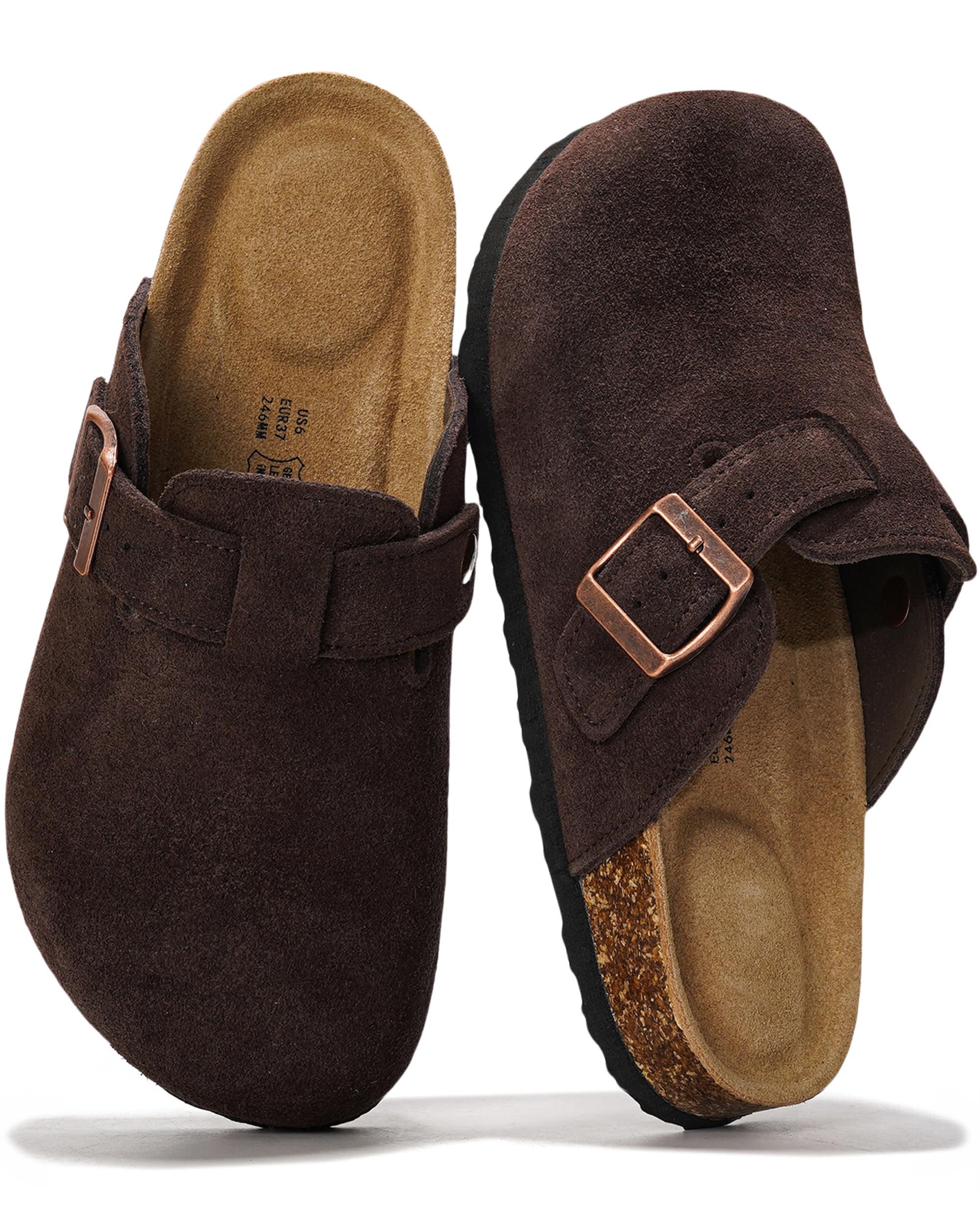 100% Genuine Leather Footbed Clogs for Women - Memory Foam Arch Support Slippers for Women - Trendy Slip-ons Women's Mules & Clogs Sandals-image-4