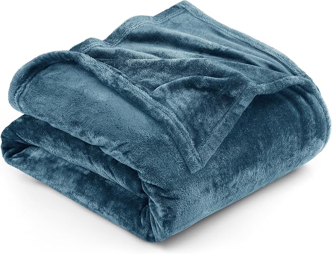 Utopia Bedding Fleece Blanket Queen Size Stone Blue 300GSM Luxury Fuzzy Soft Anti-Static Microfiber Bed Blanket (90x90 Inch)