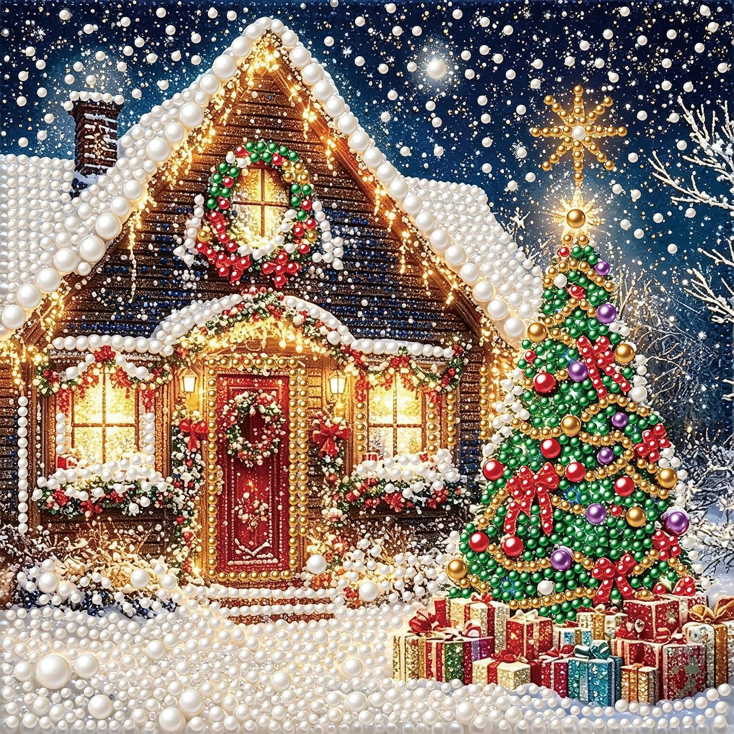 Pearl Diamond Art Kit for Adults, 3D DIY Diamond Art Kits for Christmas