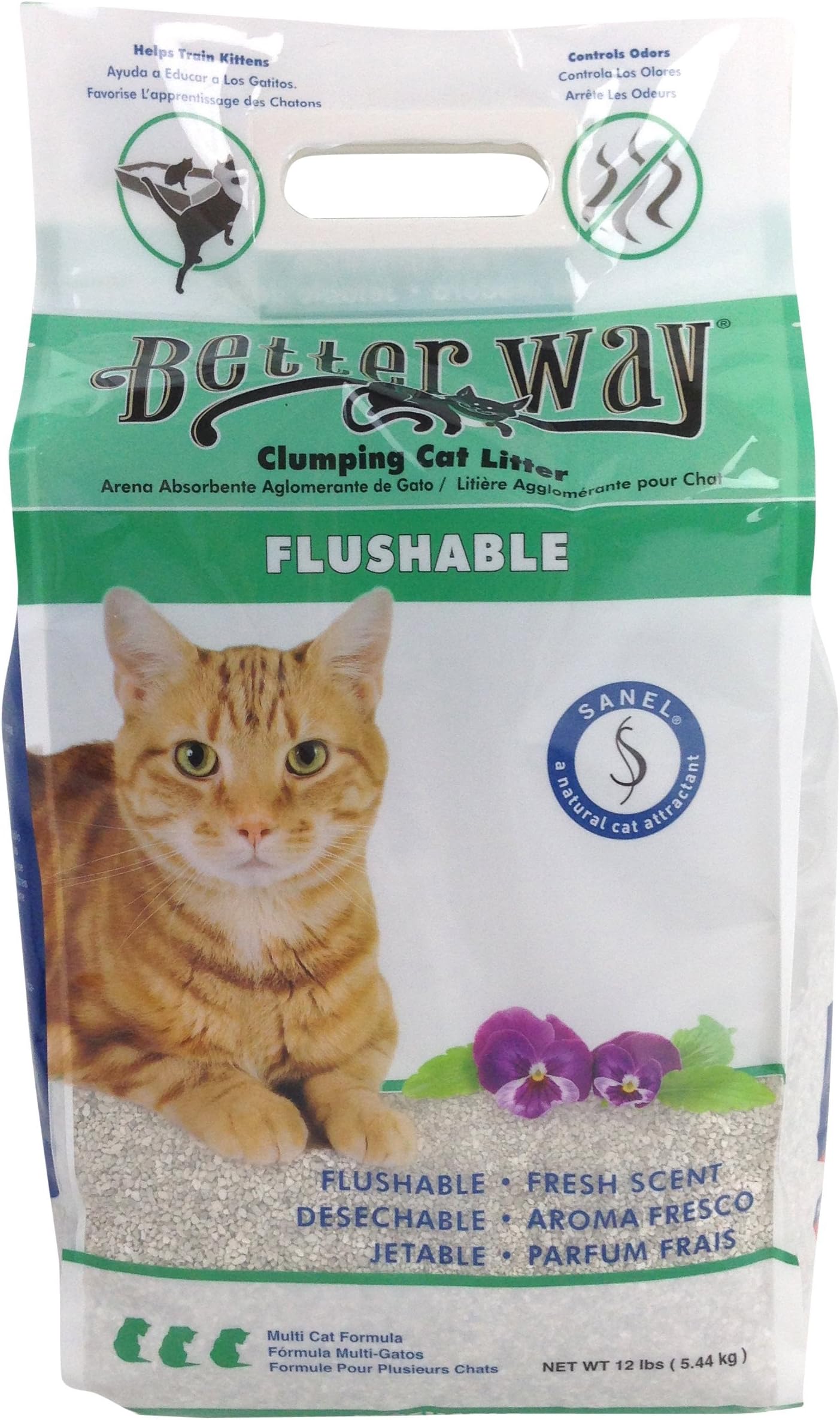 Better Way Eco Fresh Clumping Cat Litter (formerly Better Way Flushable Cat Litter), 12lb bag (pack of 3)