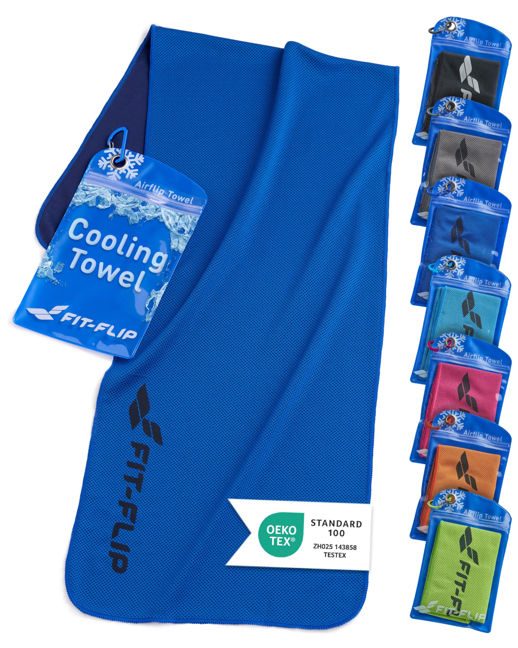 Fit-Flip Asciugamano rinfrescante in Microfibra - Asciugamani refrigerante Perfetto per Lo Sport - Airflip Cooling Towel per Palestra, Tennis, Viaggio, Yoga