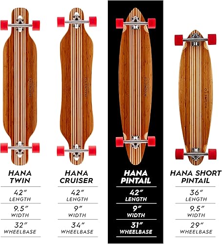 Vista 3 de Magneto Longboards Bamboo Longboards for Cruising, Carving, Free-Style, Downhill and Dancing (Bamboo Drop & Fiberglass Through Longboard)
