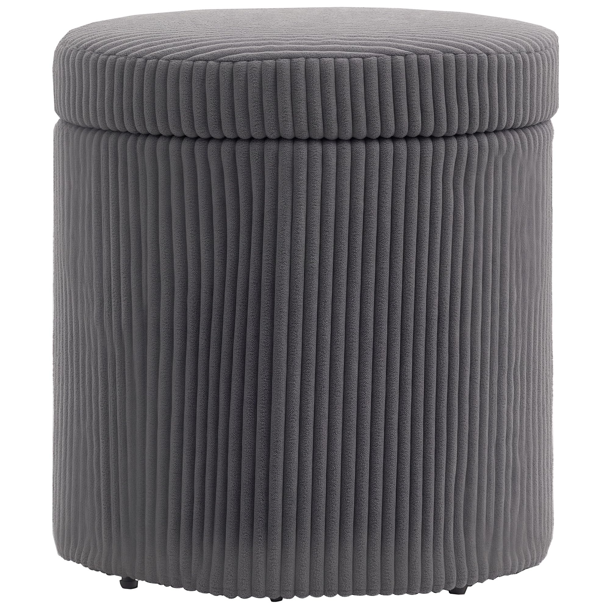 Homcom Grey Round Storage Ottoman Cum Stool With Lid Metal