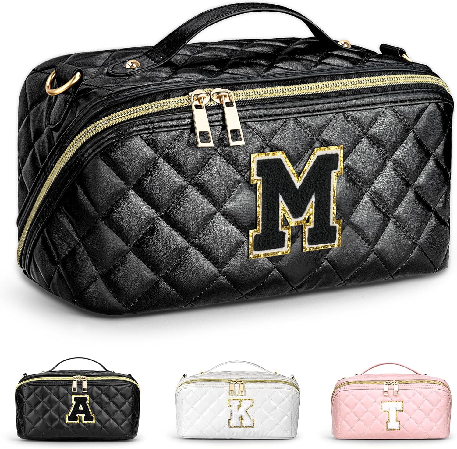 Amazon.com: TOPEAST Travel Makeup Bag with Initial Personalized ...