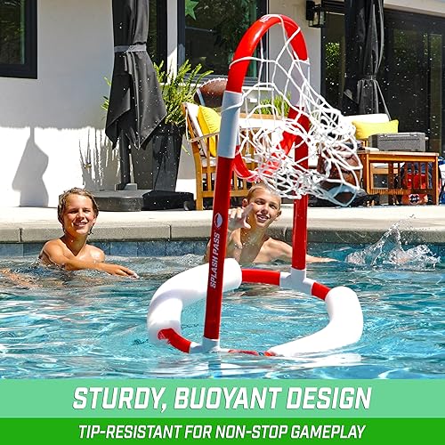 Miniatura 6 de GoSports Splash Pass - Juego de fútbol flotante para piscina, incluye aro, 4 balones de fútbol y bomba