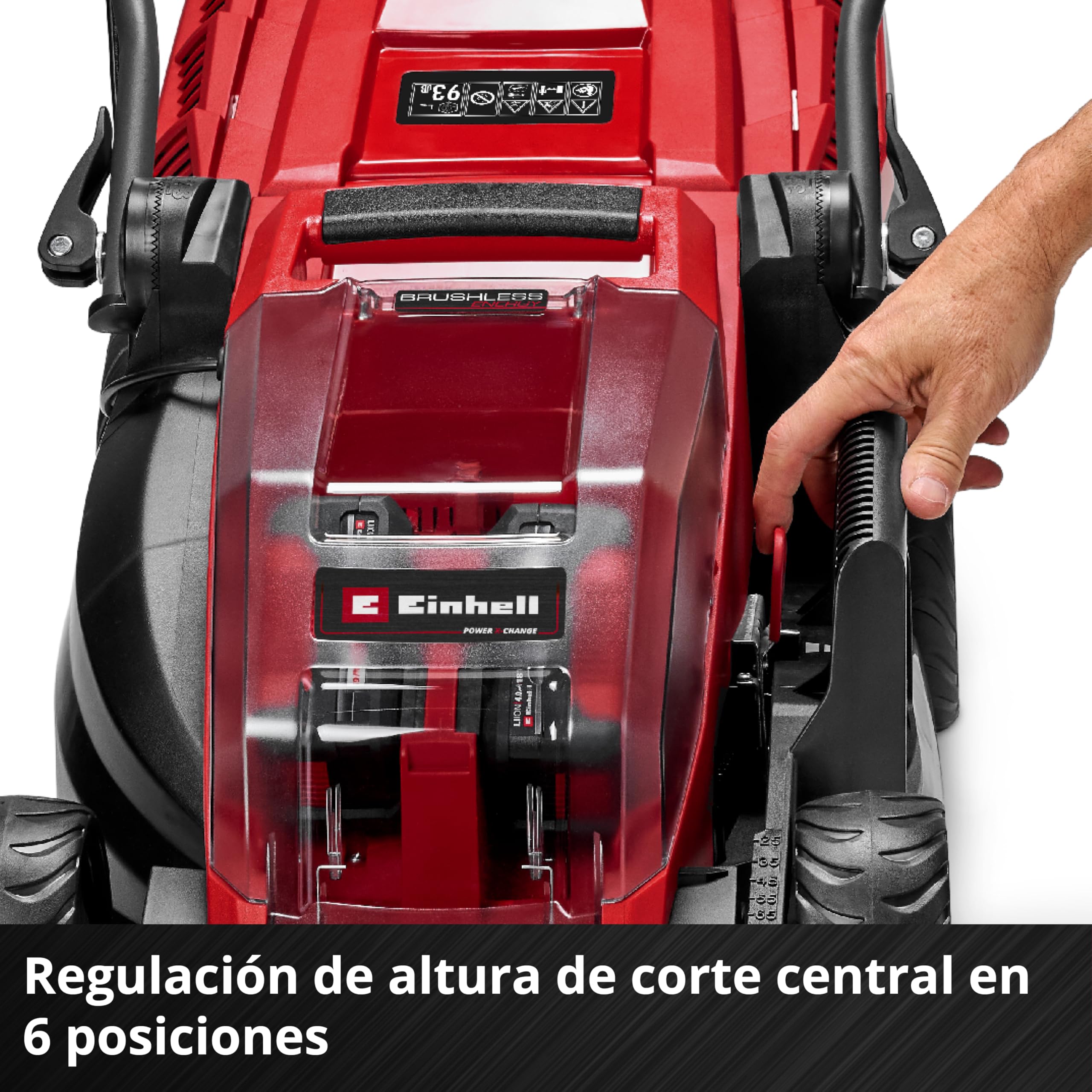Einhell Cortacésped a batería GE-CM 36/36 Li Kit Power X-Change (36V, 36cm ancho de corte, hasta 400 m², Brushless, 40L bolsa recolectora, 25-75 mm altura de corte, con 2x4,0 Ah batería y 2x cargador)