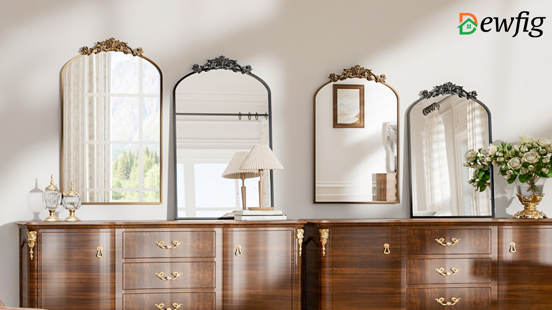 アンティーク鏡 Amazon.com: Dewfig Antique Arched Wall Mirror, 22
