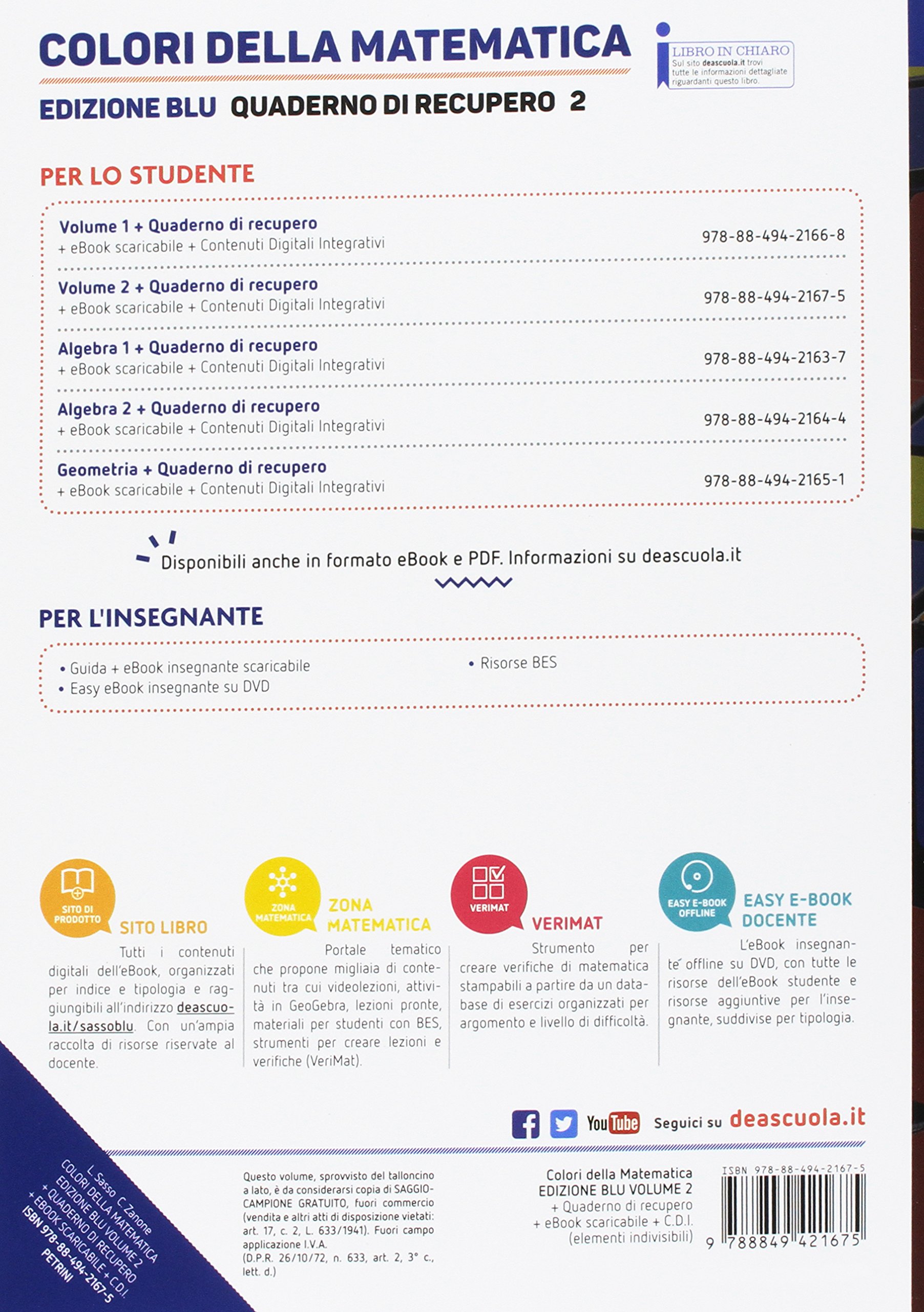 Colori della matematica. Quaderno. Ediz. blu. Per i Licei scientifici. Con e-book. Con espansione online (Vol. 2)