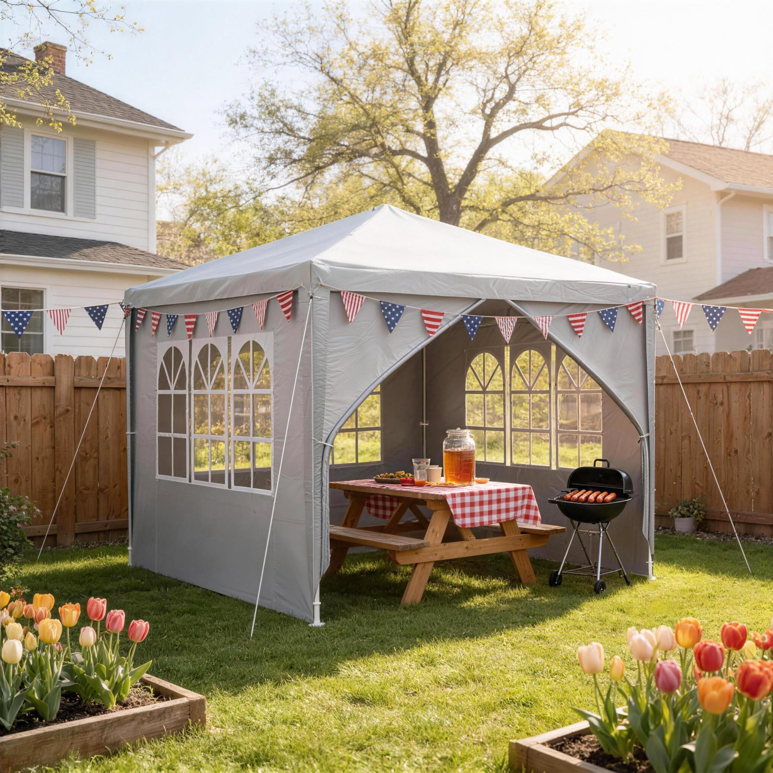 YEATHOR 3x3 m Gazebo Canopy Tent with 4 Removable Sidewalls & Carry Bag Heavy Duty Metal Frame Portable Party Tent Event Shelter for Camping Party Beach Wedding Festival Market, Grey โ image 1
