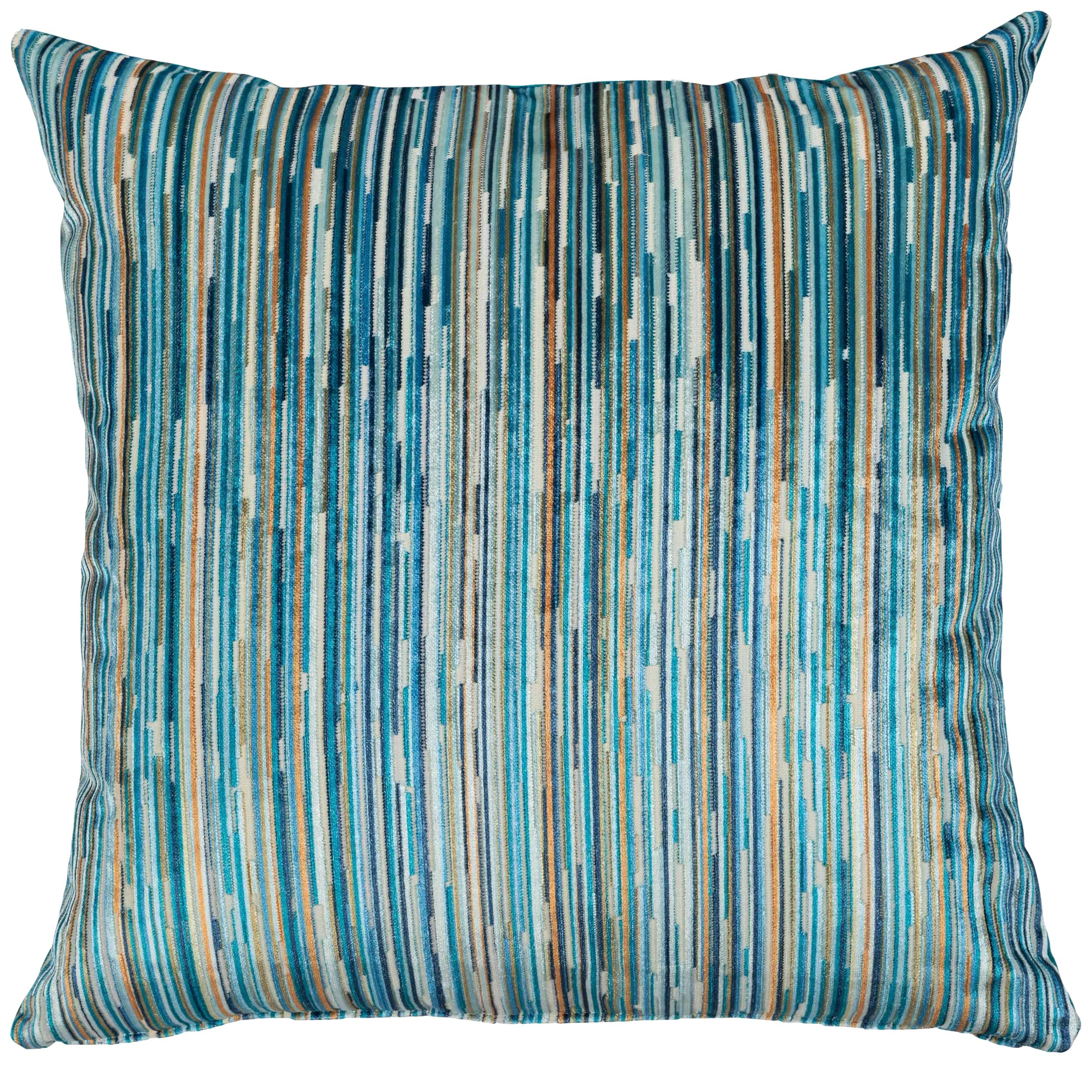 Linen Loft Luxury Velour Stripe Extra-Large Cushion Cover in Teal Blue. Supersoft Luxurious Velvet Chenille Geometric Abstract Striped Design. 23x23 XL Square Cover Only
