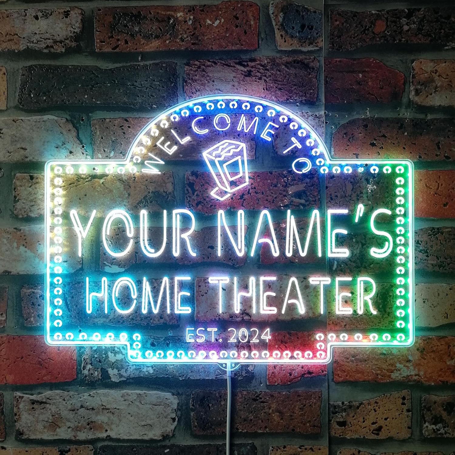 ADVPRO Personalized Your Name Home Theater Cinema RGB Dynamic Glam LED Sign - Cut-to-Edge Shape - Smart 3D Decoration - Multicolor Signage st06s64-fnd-ph2-tm-c
