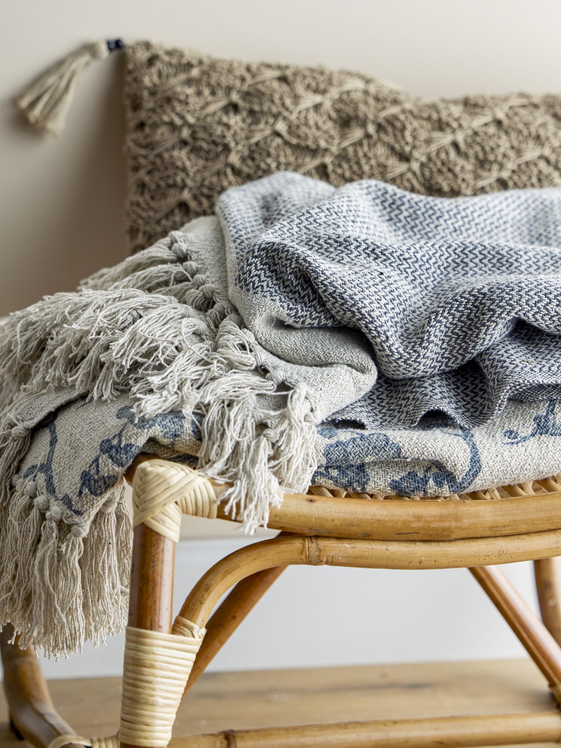 Bloomingville Coperta E Copriletto In Cotone, 160x130 Cm, Grigio, Design Danese, Miscela Di Fibre Morbide - 2