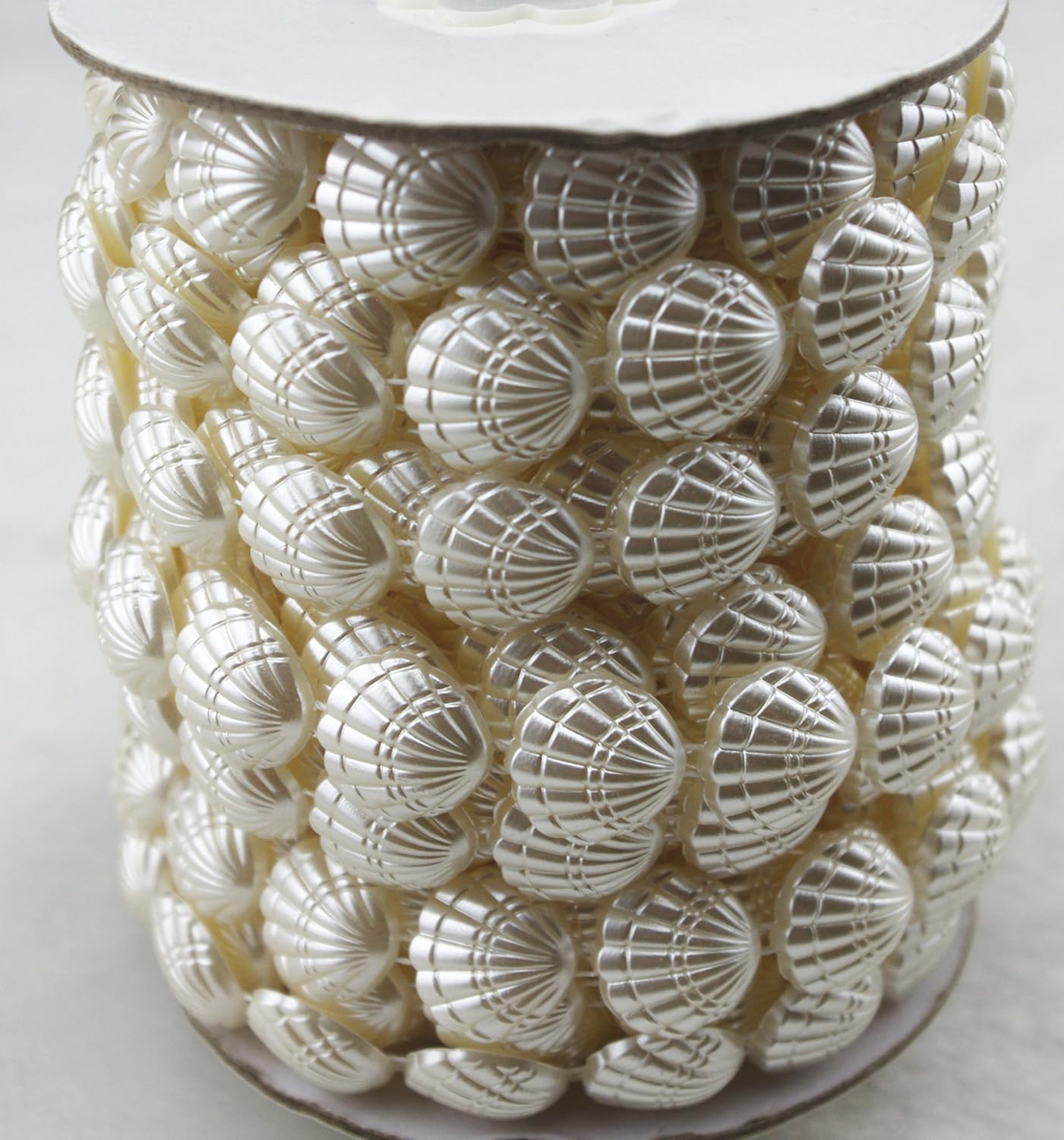 ABS Shell Shaped Beaded Trim Chain, 3/5 inch Width, 10 Yards, Ivory, Wedding Dress Decoration LZ113