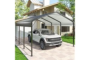 10x15 Outdoor Garage Carport with Heavy-Duty Galvanized Metal Base