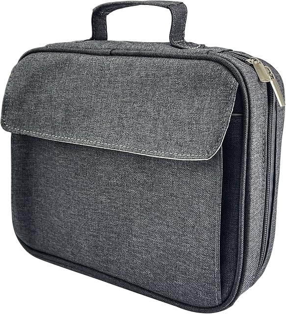 IvyRobes Bible Cover for Men and Women,Durable Oxford Fabric Carrying Book Case with Handle Zipper Pocket,Bible Bag Large Size Grey