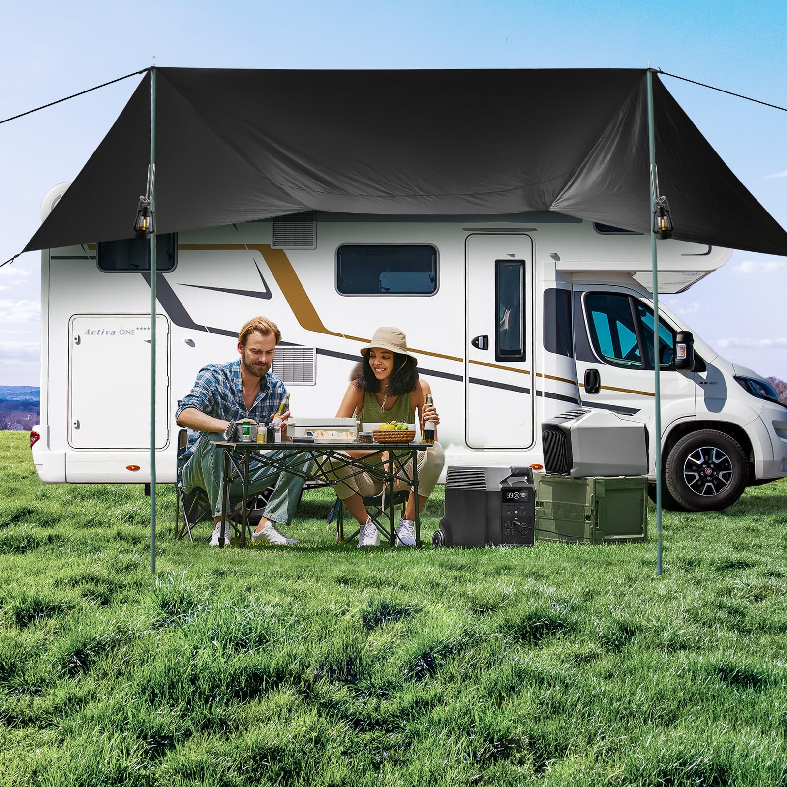 Auto tenda da sole campeggio Tenda universale di grande tenda da sole SUV Sun Shelter con ventose Baldacchino per automobili in tessuto Oxford impermeabile per il campeggio