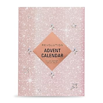 revolution beauty 24-products advent calendar gift set with lip gloss lip masks brushes & eyebrow gel vegan and cruelty free