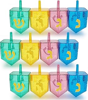 Hanukkah Fillable Dreidel Assorted Colors Can Be Filled with Hanukkah Gelt Or Hanukkah Chocolate (12-Pack)