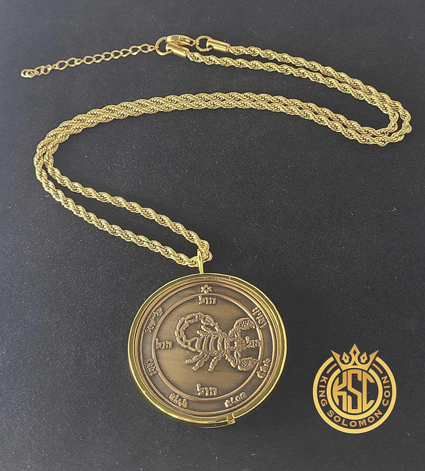 Fifth Pentacle of Mars + 72 names of God + 1FitAll King Solomon Coin bezel kabbalah seal talisman Necklace