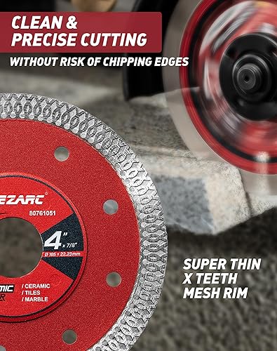 Miniatura 4 de EZARC Hoja de diamante súper fina de 4 pulgadas, hojas de sierra de diamante para amoladora angular, hoja de azulejos de 4 pulgadas para corte