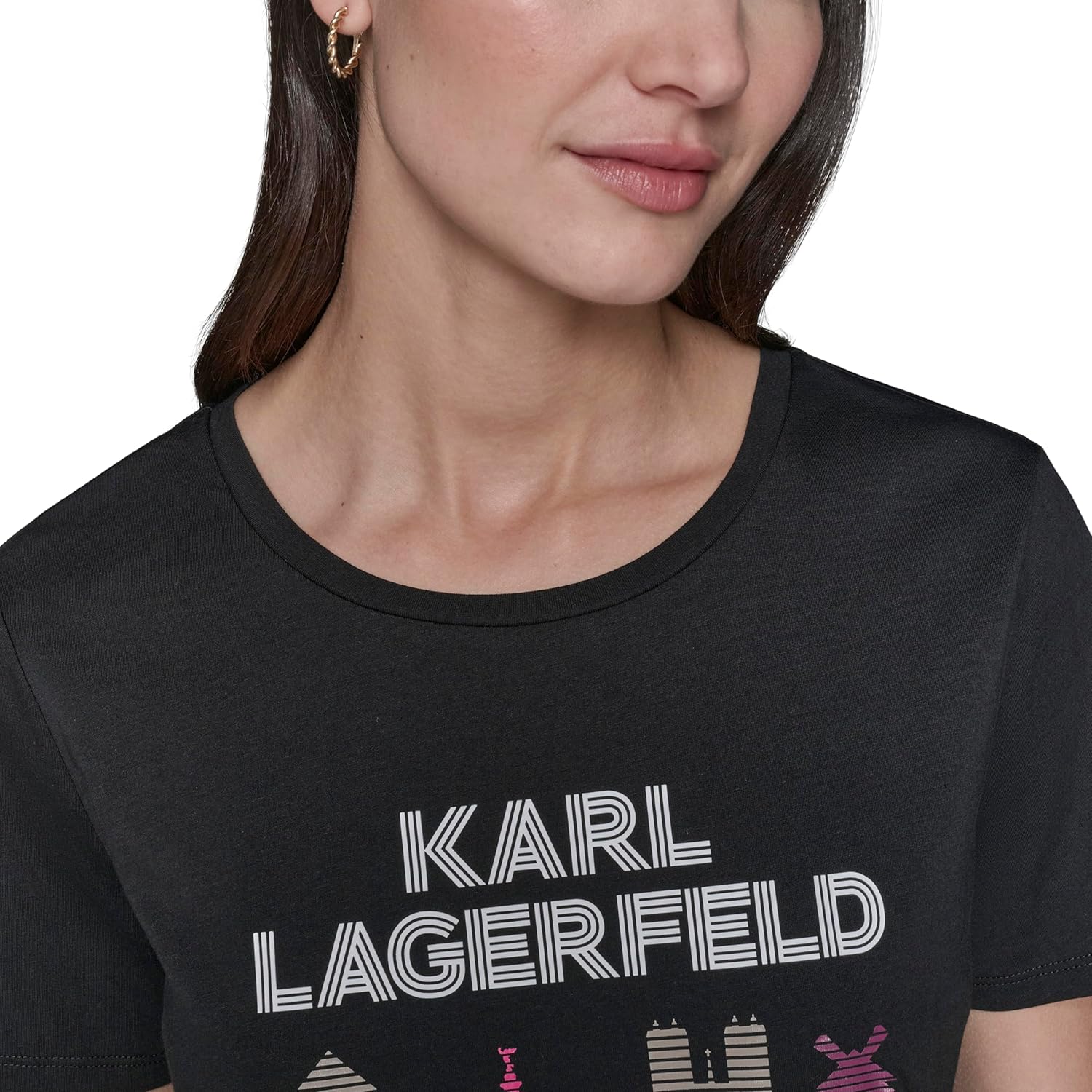 Karl Lagerfeld Womens Soft Everyday Logo Casual T-Shirt - Image 5