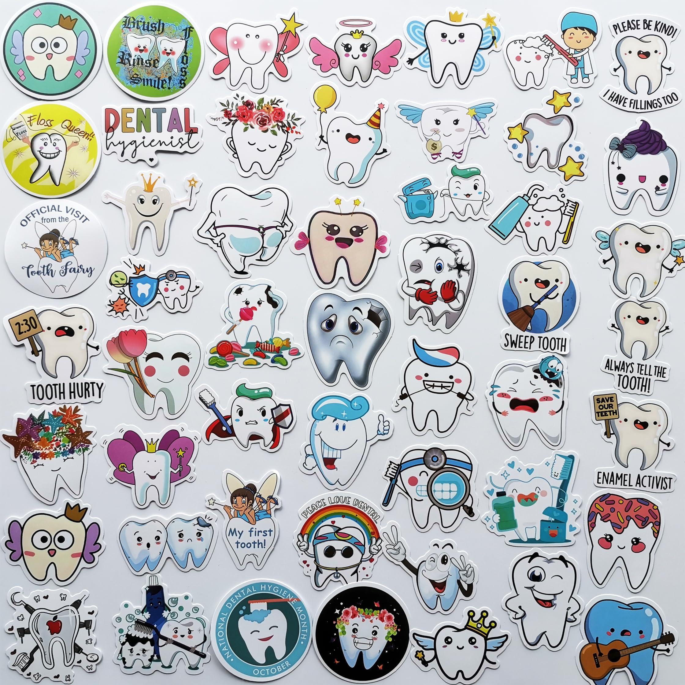 Funny Tooth Sticker Cute Dental Decal Teeth Cleaning Kids Dentist Stickers Decoration Dentistry Sticker Pack for Dental Clinic