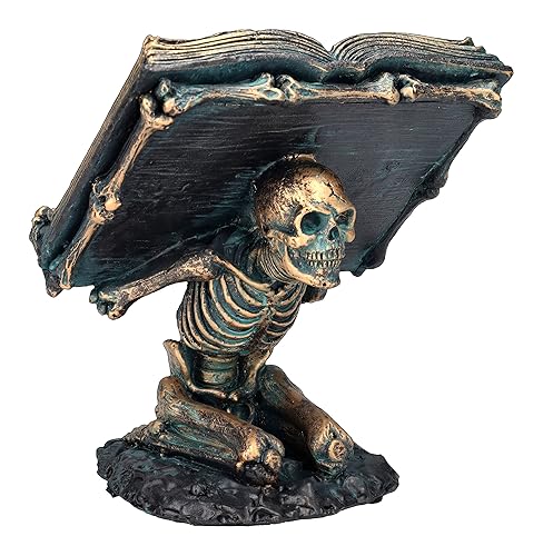 Pacific Giftware Spell Book Skeleton Podium Gothic Horror Home Decor Accent 6.75” Tall