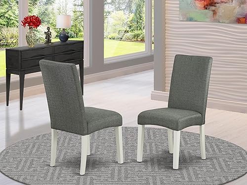 Miniatura 2 de East West Furniture DRP2T07 Driscol Parson - Sillas de comedor de tela de lino gris, juego de 2, color blanco lino