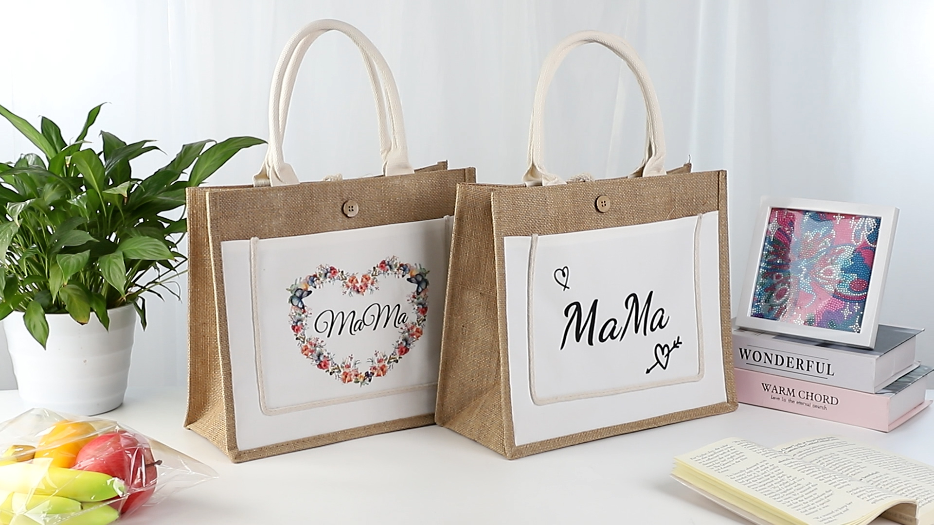 Aceyoon Lot De 5 Sac De Course, Grand Sac à Provisions En Tissu, Sac De Courses Reutilisable Et