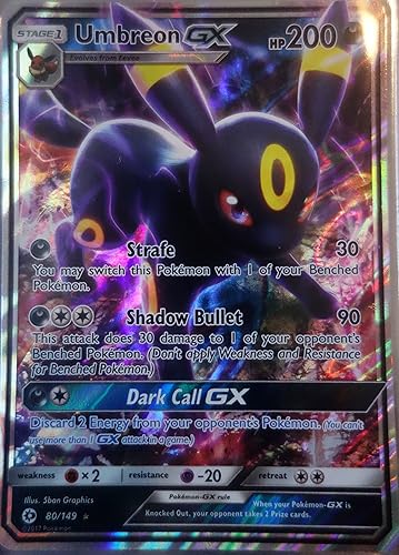 Carta Pokemon de Umbreon GX 80149 de la expansión Sun and Moon