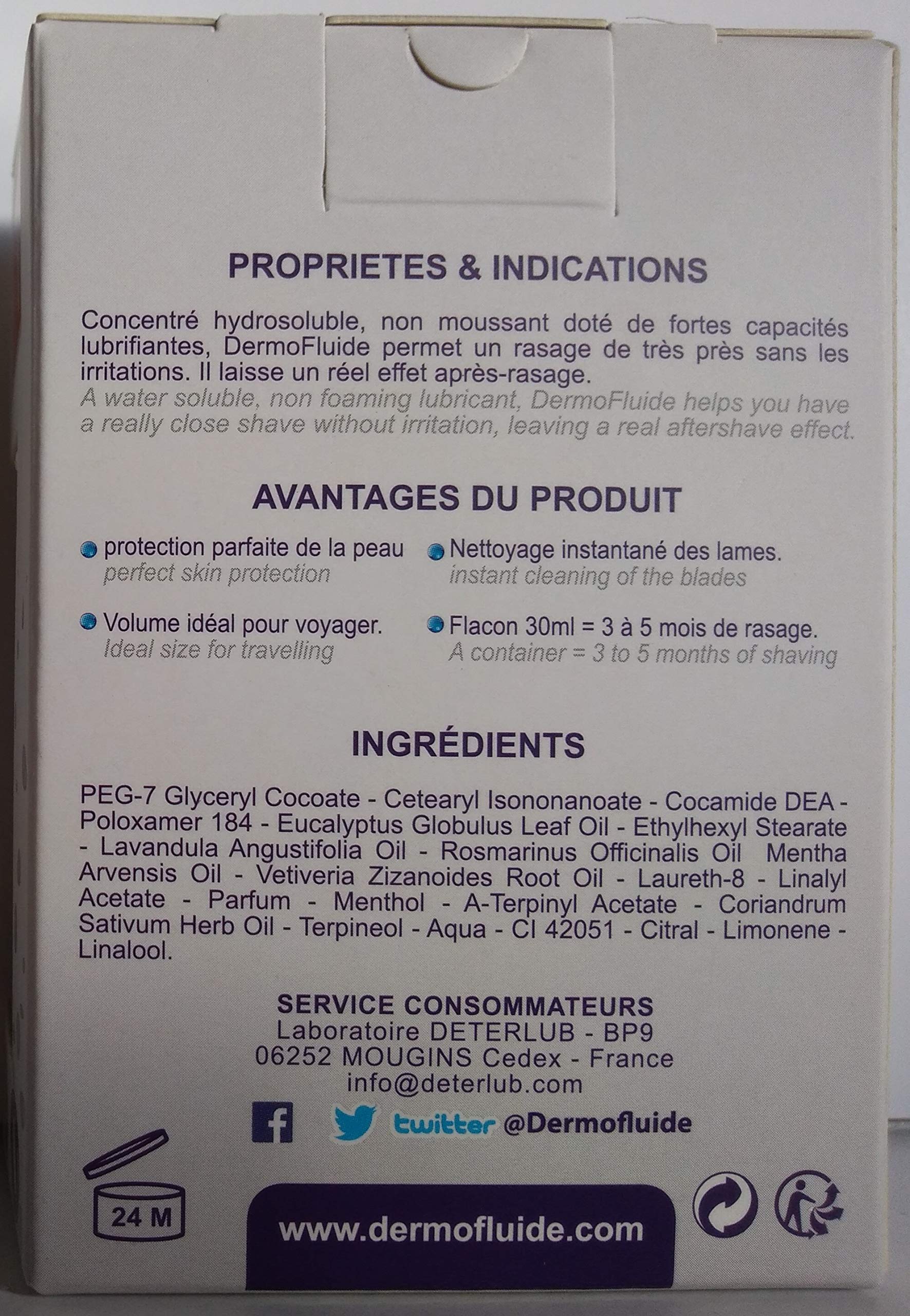 DermoFluide Pack Duo Peau Normale Fraîcheur Menthol 60 ml, Vert, 30 ml (Lot de 2)