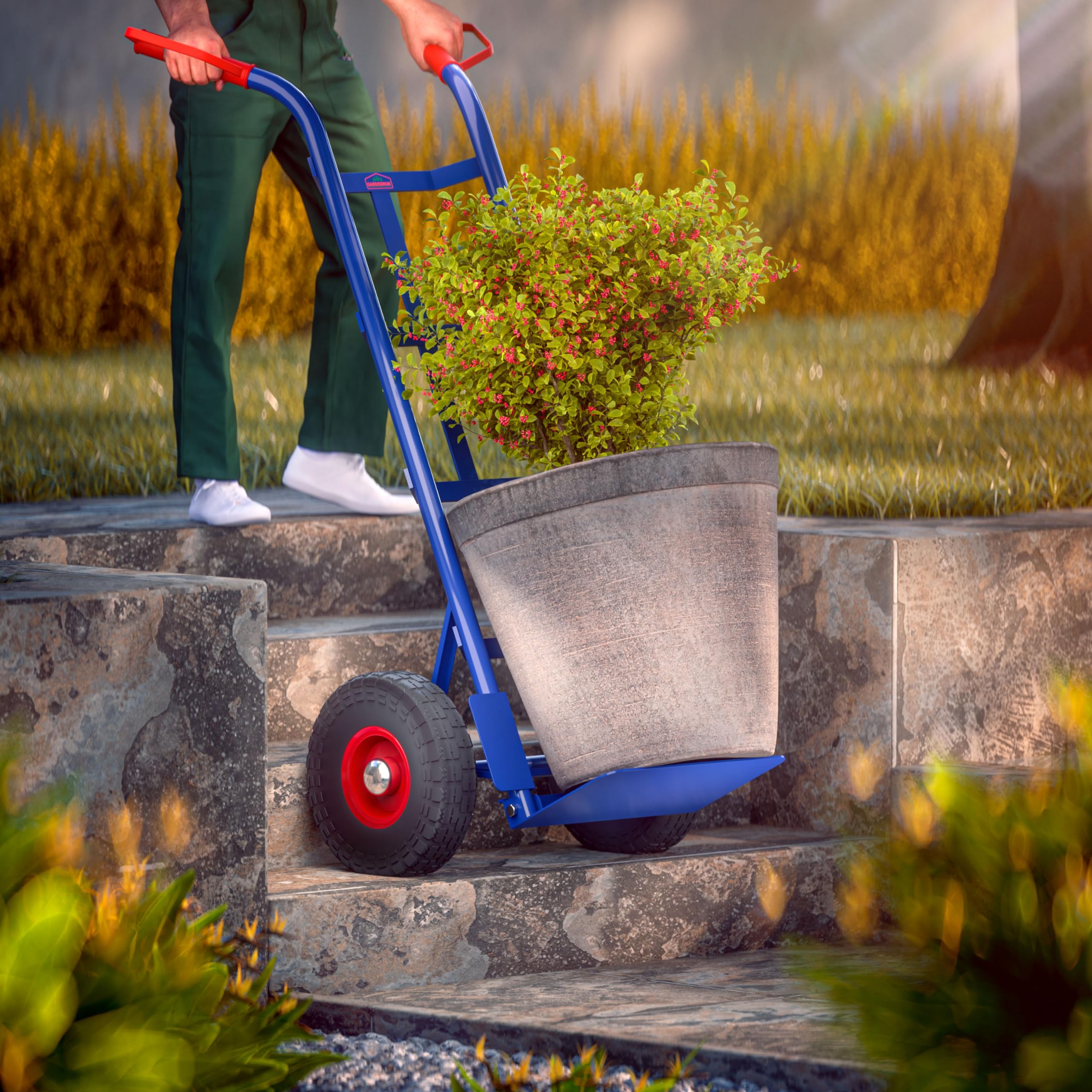GARDEBRUK® Diable Pliant pneus Pleins PU increvable Max. 200kg déménagement Charge Lourde Atelier Diable de manutention Chariot Transport