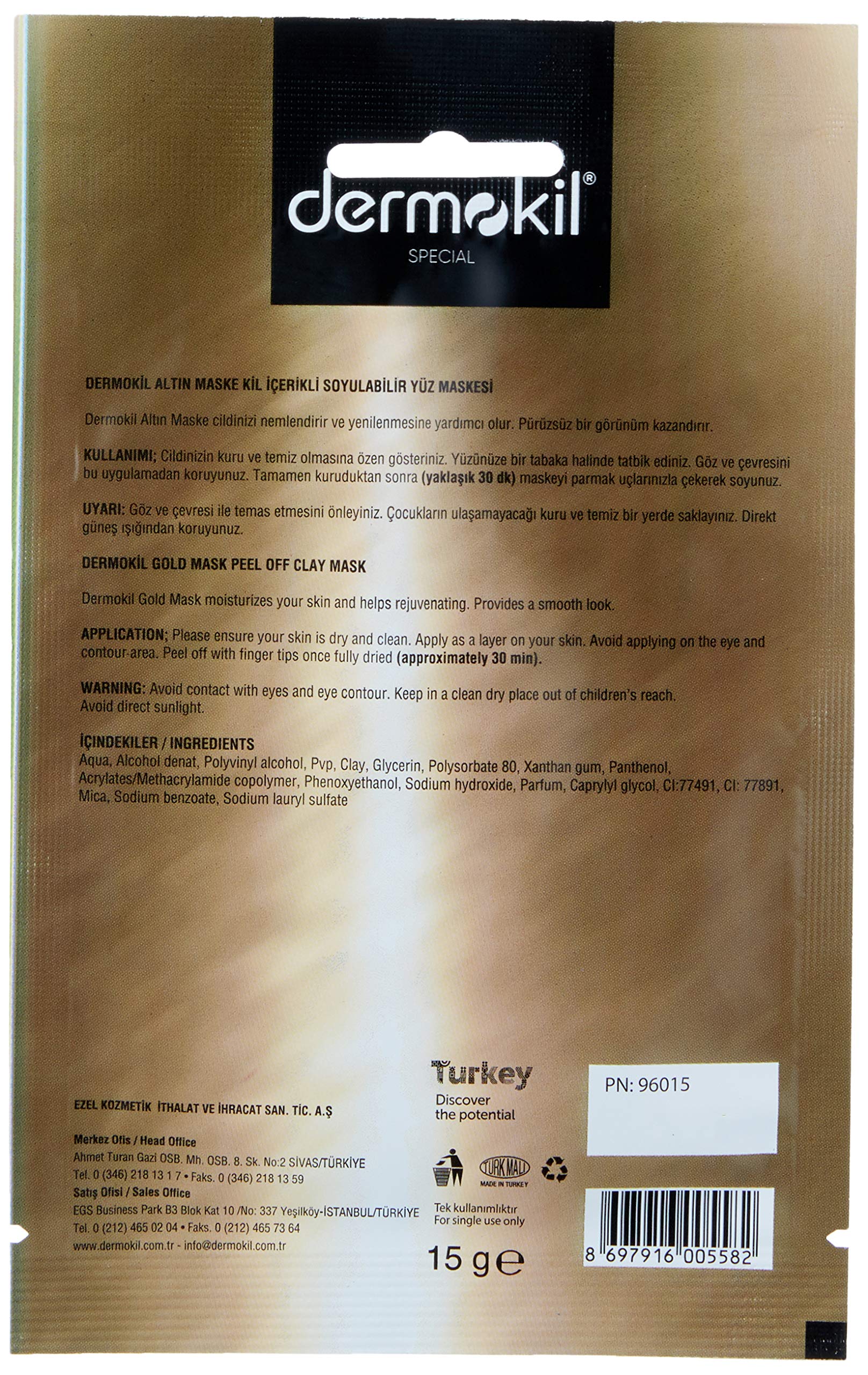Dermokil Kil İçerikli Soyulabilir Gold Maske