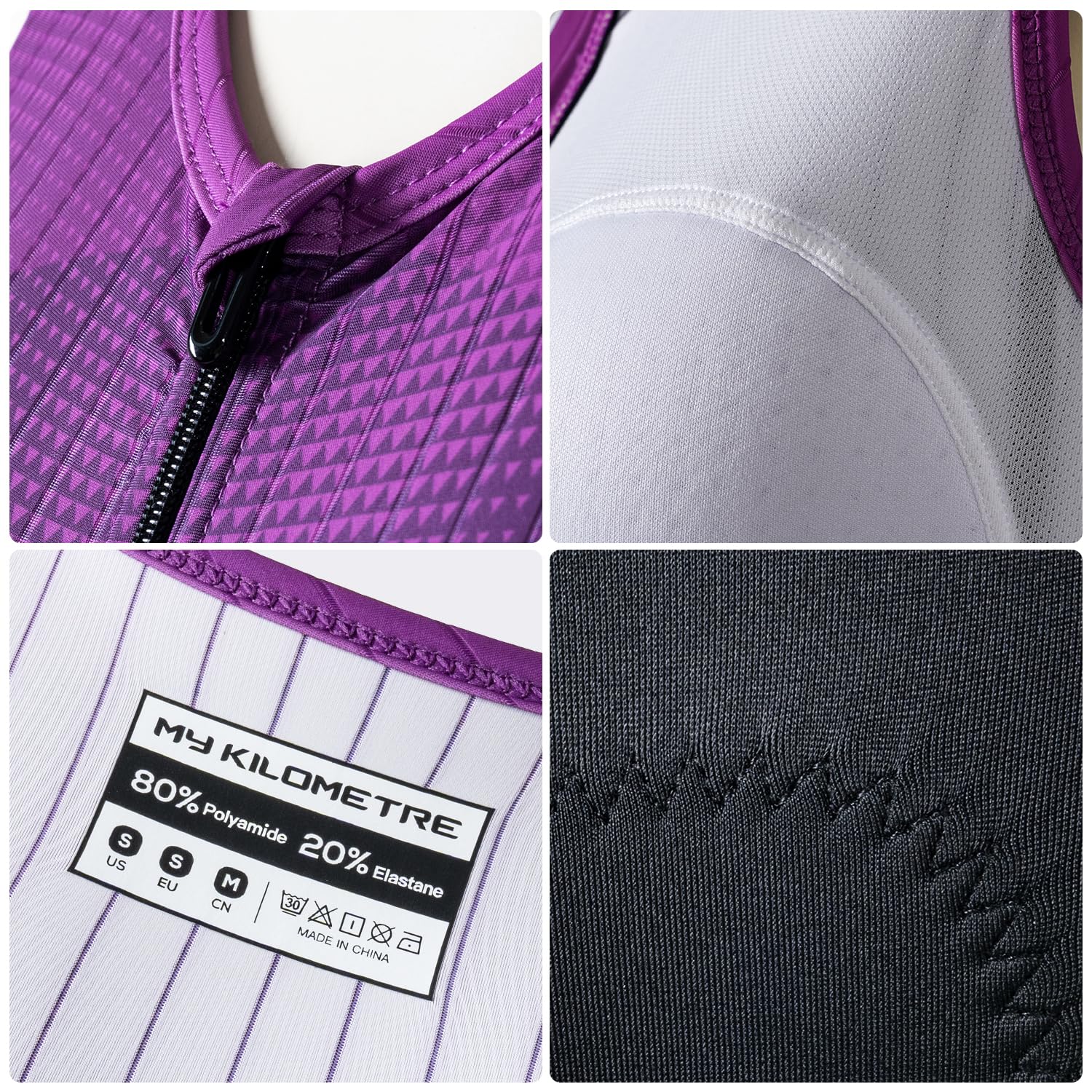 MY KILOMETRE Traje de Triatlón para Mujer Sin Mangas – Trisuit con Cremallera Completa y 2 Bolsillos Traseros Reflectantes Secado Rápido UPF50+ Trasero para Natación, Ciclismo y Carrera