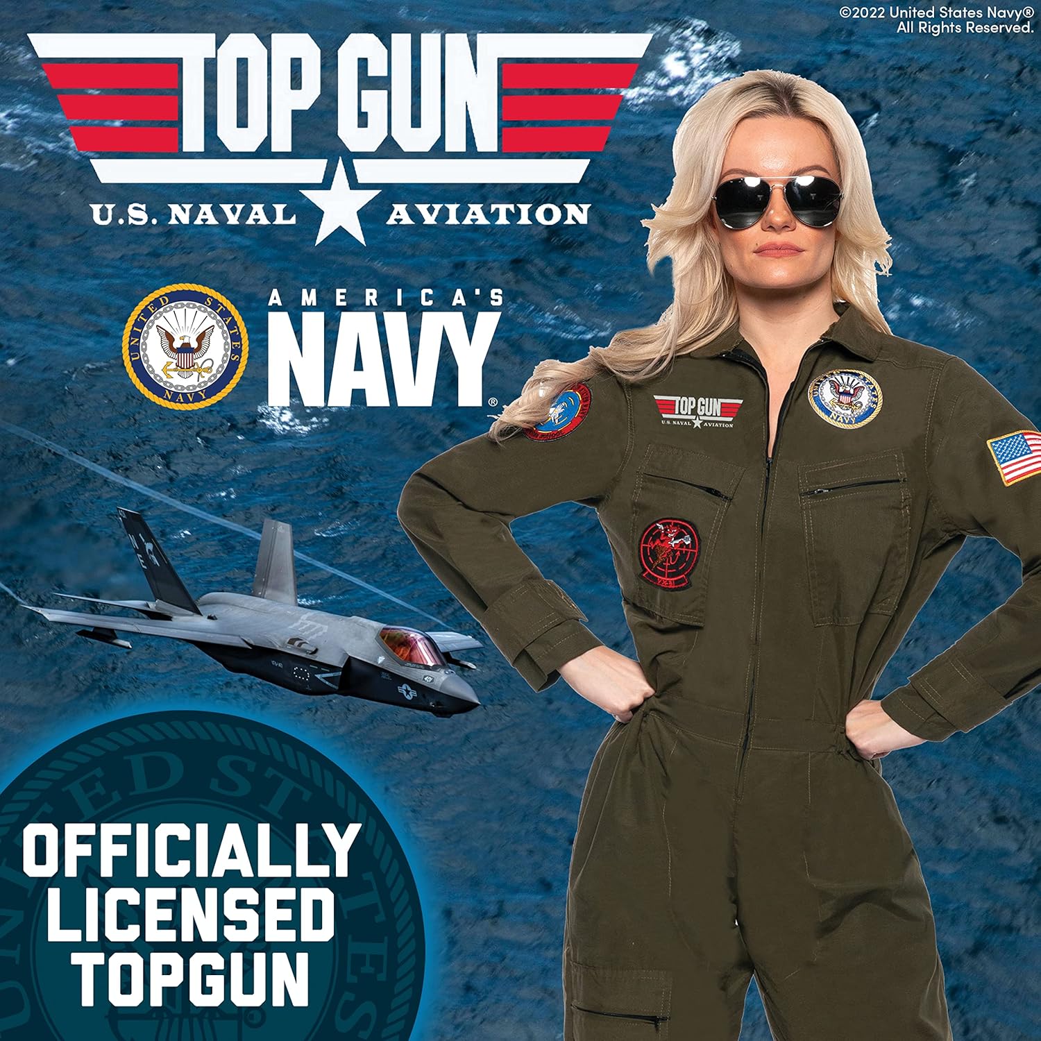 UNDERWRAPS TOPGUN Fighter Pilot Costume - Officially Licensed US NAVY® TOPGUN - Image 2