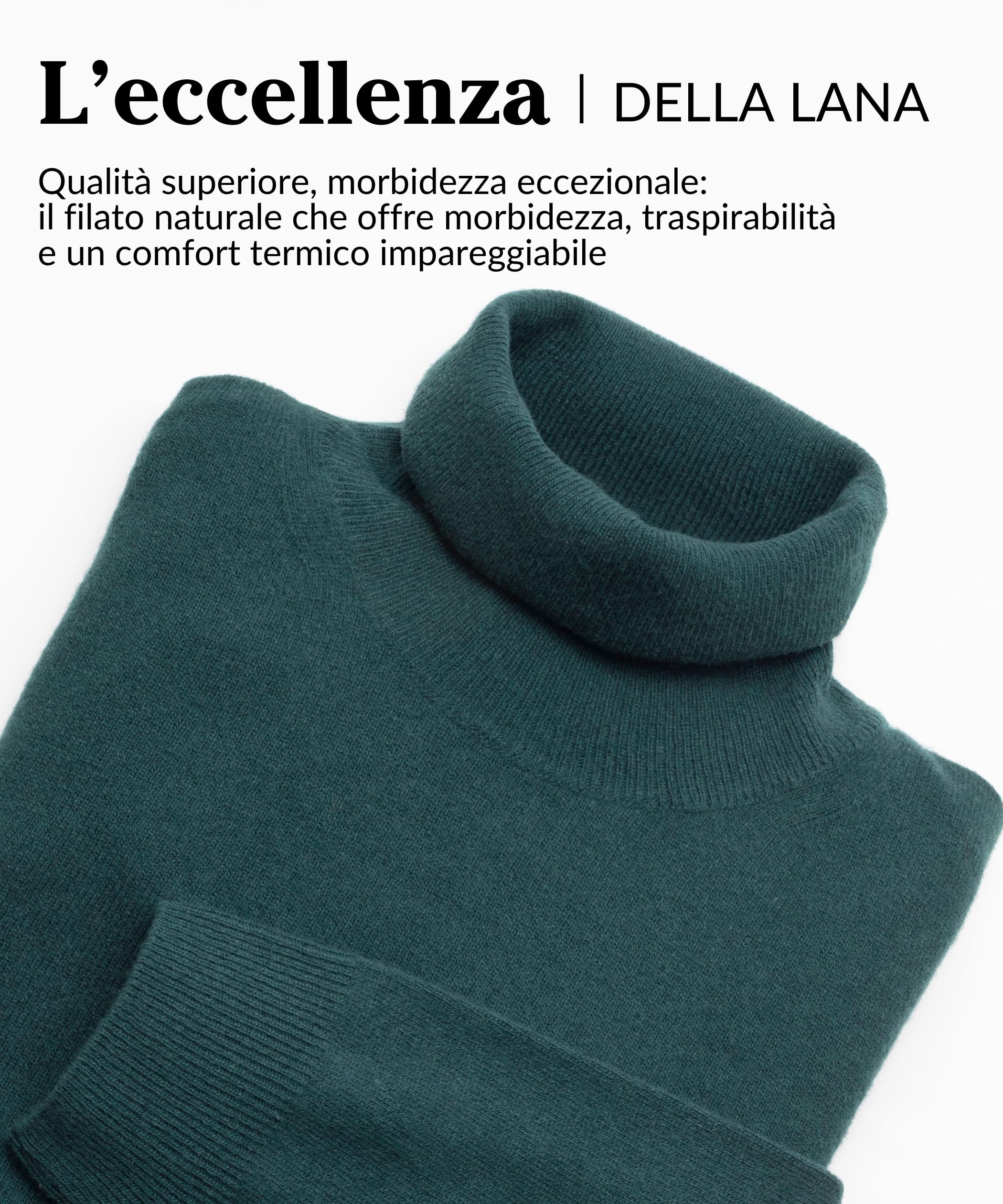Dolcevita Uomo 100% Lana Finezza 12 - Maglione Collo Alto Uomo, Eleganza e Comfort Perfetti per Ogni Occasione - Capo Versatile e Raffinato