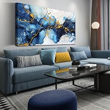 CGXART Blue Abstract Wall Art for Living Room - Modern Pictures for Office Wall Decoration - Canvas Art Wall Decor for Bedroom Size 20" x 40"